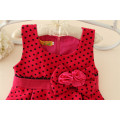 chica de moda invierno rojo vestido de navidad polk dot chica invierno vestido con sombrero